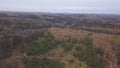 Wood and trees in autumn, aerial view, Canada. Clip. Helicopter view of an endless woodland with beautiful colors during Royalty Free Stock Photo