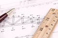 Wood truss diagram Royalty Free Stock Photo