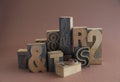 Wood type with ampersands Royalty Free Stock Photo