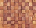 Wood veneer texture with square cut wood pieces. Wooden wallboard background image. Royalty Free Stock Photo