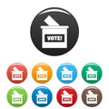 Wood vote box icons set color