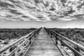 Wood walkway in Meia Praia beach,in Lagos,Portugal.