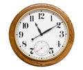 Wood wall clock, isolated Royalty Free Stock Photo