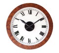 Wood wall clock, isolated Royalty Free Stock Photo