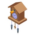 Wood wall pendulum icon isometric vector. Cuckoo Clock