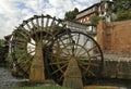 Wood water wheels in Chinese town of Naxi Royalty Free Stock Photo