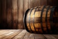 Wood whiskey barrel mockup. Generate Ai
