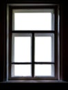 Old white wood window frame isolated on white background Royalty Free Stock Photo