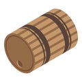 Wood wine barrel icon, isometric style