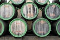 Wood wine barrels (face view) Royalty Free Stock Photo