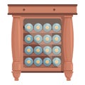 Wood wine cabinet icon cartoon vector. Alcohol bar