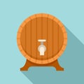 Wood wine tap barrel icon, flat style
