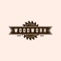 Wood Work Vector Illustration Logo Design. Wood Logo Template for Wood Master, Sawmill and Carpentry Service Royalty Free Stock Photo