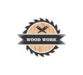 wood working lodge carpenter factory vector logo design