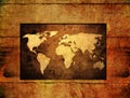 Wood World map vintage artwork Royalty Free Stock Photo