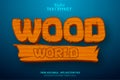 Wood world text, mobile game and cartoon style editable text effect Royalty Free Stock Photo