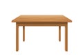 Wood writing tables. Brown table top with stylish plastic surface and trendy classic office.