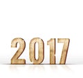 Wood 2017 year number on white background, Template for adding y Royalty Free Stock Photo
