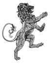 Woodblock style heraldic lion Royalty Free Stock Photo