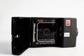 Woodbridge Suffolk UK June 29 2021: The inside of a classic Kodak Instamatic camera showing where the Super 8 film cartridge would Royalty Free Stock Photo