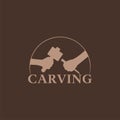 Woodcarving logotype Illustration. Wood engraver logo design