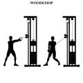 Woodchop exercise strength workout vector illustration silhouette Royalty Free Stock Photo