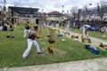 A woodchopping competition at the Adelaide Royal Show. Royalty Free Stock Photo