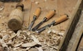 Woodcrafing tools in a table