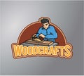 Woodcrafts logo design creative art Royalty Free Stock Photo