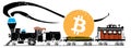 Woodcut Bitcoin Train