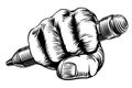 Woodcut Fist Hand Holding Pencil Royalty Free Stock Photo