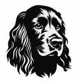 Woodcut-inspired Black And White English Spaniel Dog Portrait