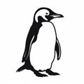 Woodcut-inspired Penguin Silhouette Graphic Illustration