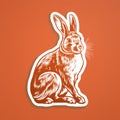 Woodcut-inspired Rabbit Illustration On Orange Background