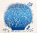 Woodcut print of spring breeze Royalty Free Stock Photo