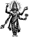 Hindu God Vishnu Linocut Royalty Free Stock Photo