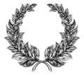 Woodcut style Laurel Wreath