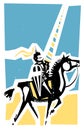 Woodcut style Medieval Knight on Horseback