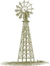 Woodcut Windmill Royalty Free Stock Photo