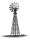 Woodcut Windmill Royalty Free Stock Photo