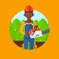 Woodcutter with chainsaw vector illustration.