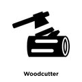 Woodcutter icon vector isolated on white background, logo concept of Woodcutter sign on transparent background, black filled