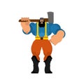 Woodcutter isolated. Lumberjack with an ax. Strong lumberman Royalty Free Stock Photo