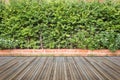 Woodecking or flooring and plant in garden decorative