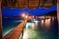 Wooded bridge in Koh Nak with sunset sky