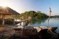 Wooded bridge to Koh Mak harbor Royalty Free Stock Photo