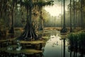 Wooded swamps of a scary forest Royalty Free Stock Photo