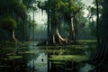 Wooded swamps of a scary forest