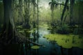 Wooded swamps of a scary forest