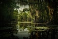 Wooded swamps of a scary forest Royalty Free Stock Photo